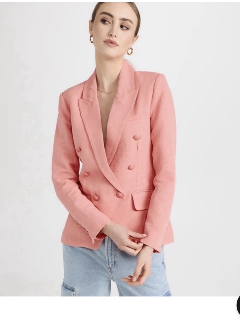L'Agence Kenzie Double Breasted Blazer Coral Rose Tan & Tropical size 4. NWOT.